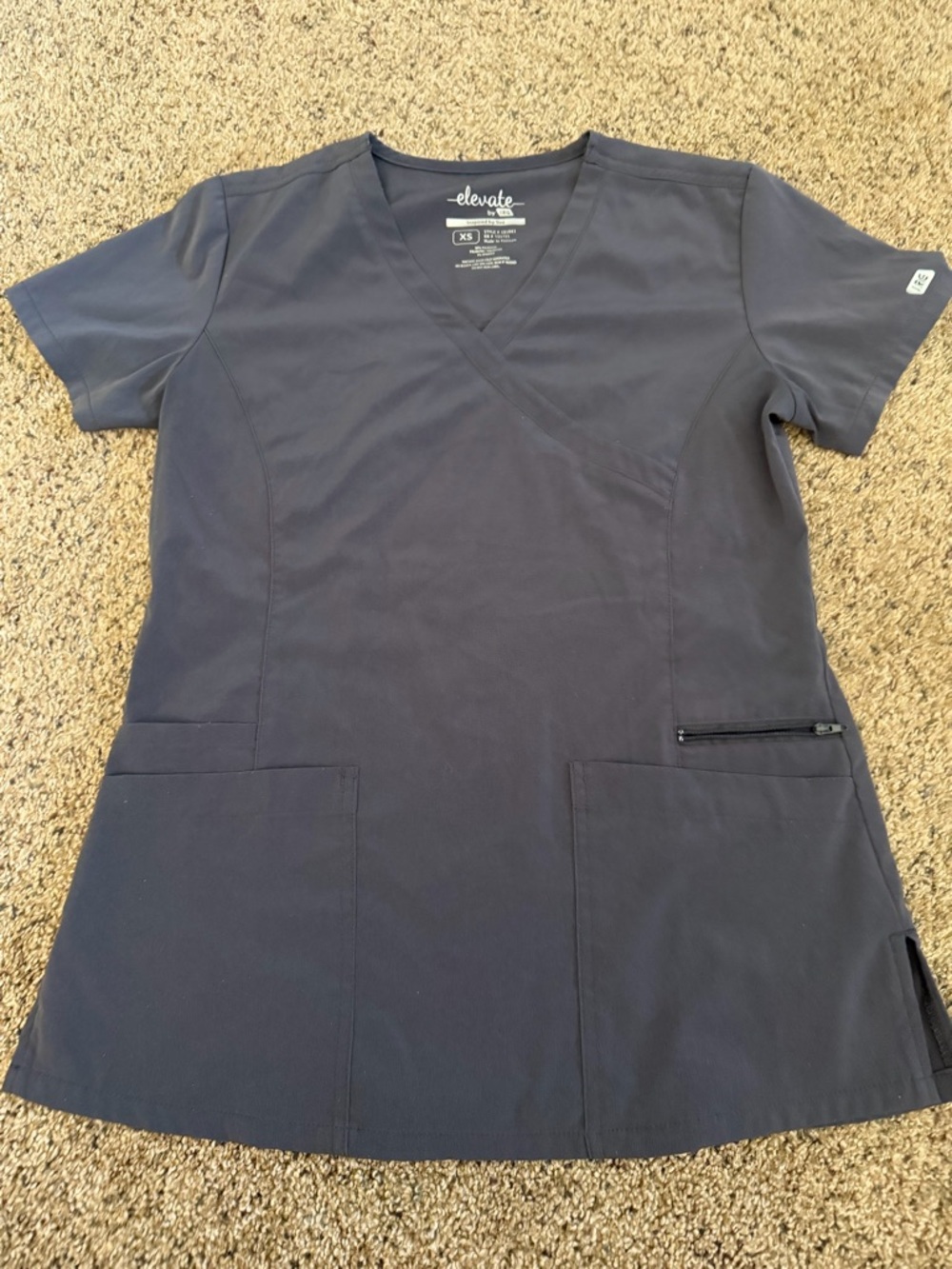 Elevate by IRG Women's Short Sleeve V-Neck Scrub Top - Charcoal